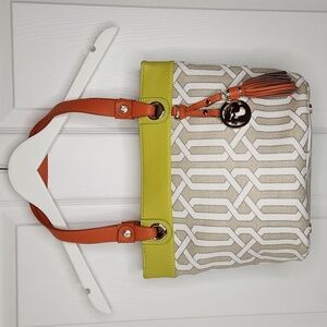 Spartina 449 Veranda Day tote shoulder purse lime green beige coastal leather